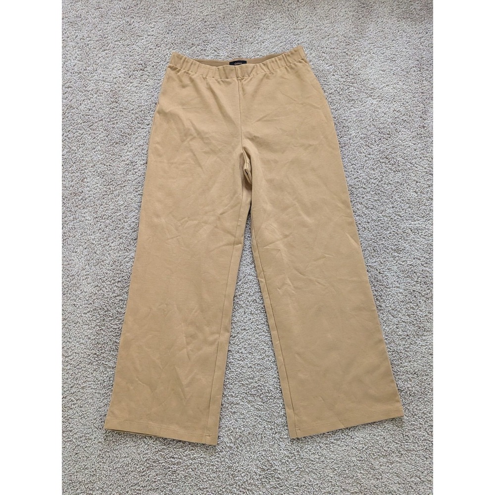 Quince Organic Cotton Double Knit Wide Leg Pants Soft Camel Size Medium NWT - Picture 2 of 10